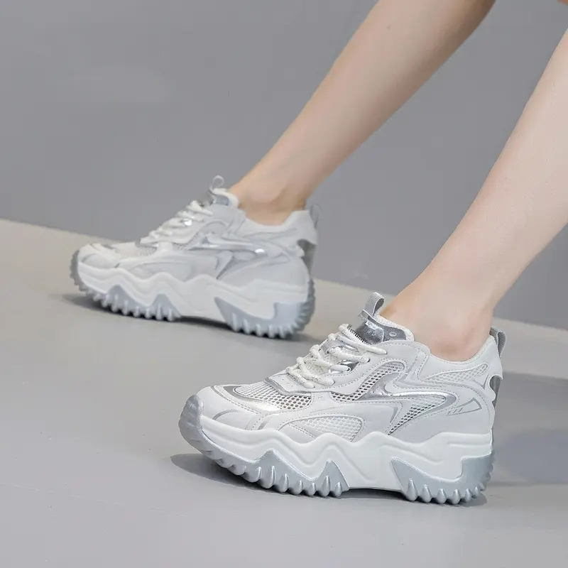 Chunky Mesh-Sneaker mit Schnürung für Damen