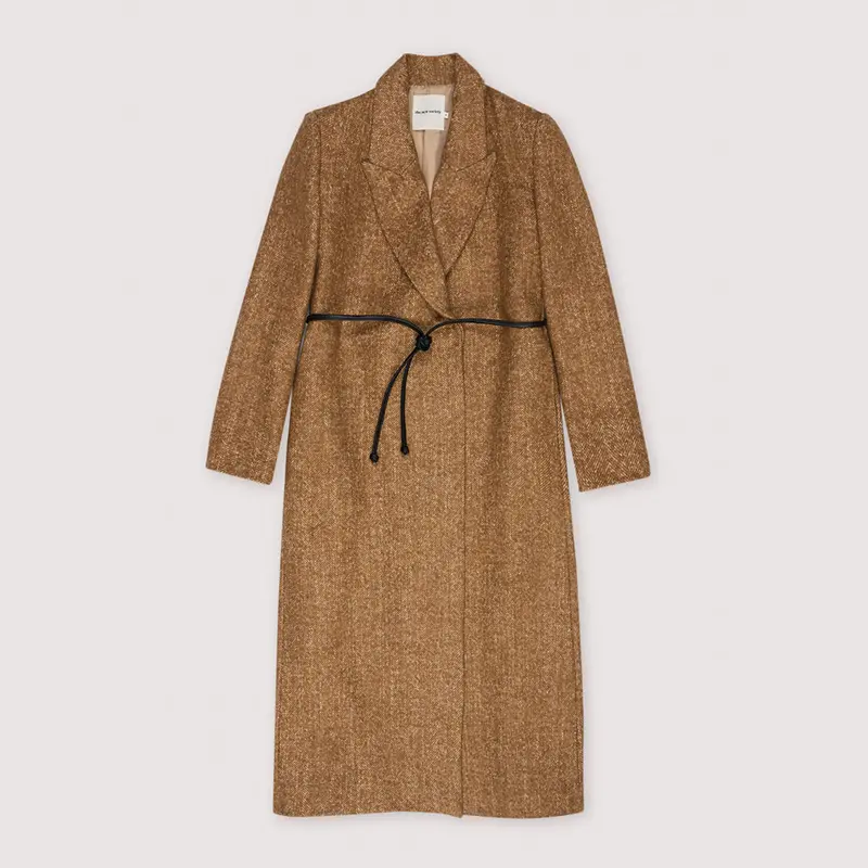 Coat Jupiter Suede Camel Herringbone Woman