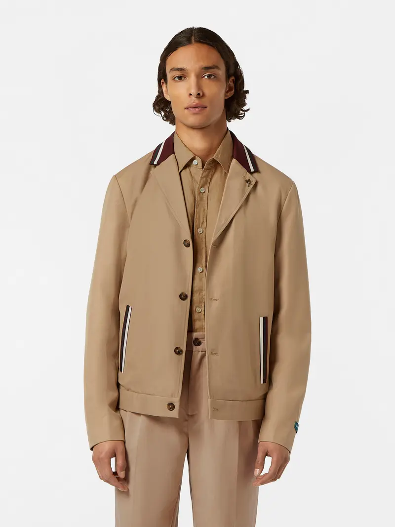 Contrast-Trimmed Tailored Shirt Jacket