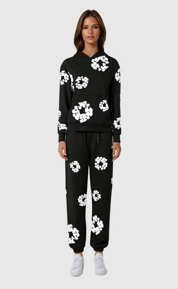 Cornelia | Damen Lässiger Blumenprint Hoodie