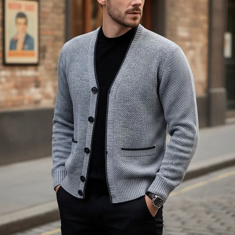 Corvald | Herren Strickjacke V-Ausschnitt Knopfleiste