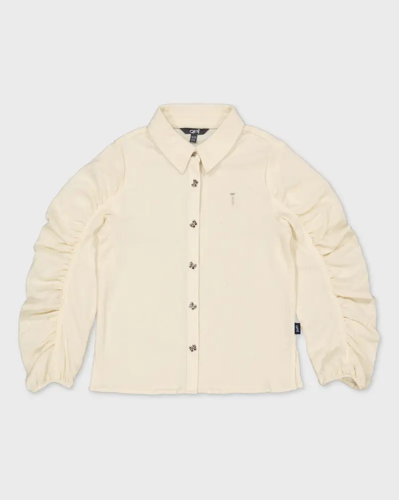 Crèmekleurige blouse met ruches | Milk