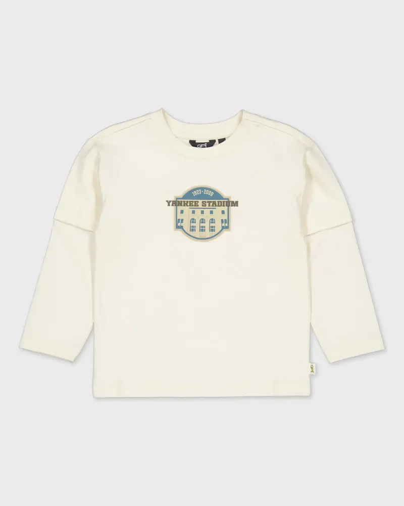 Crèmekleurige longsleeve met borstprint | Off White