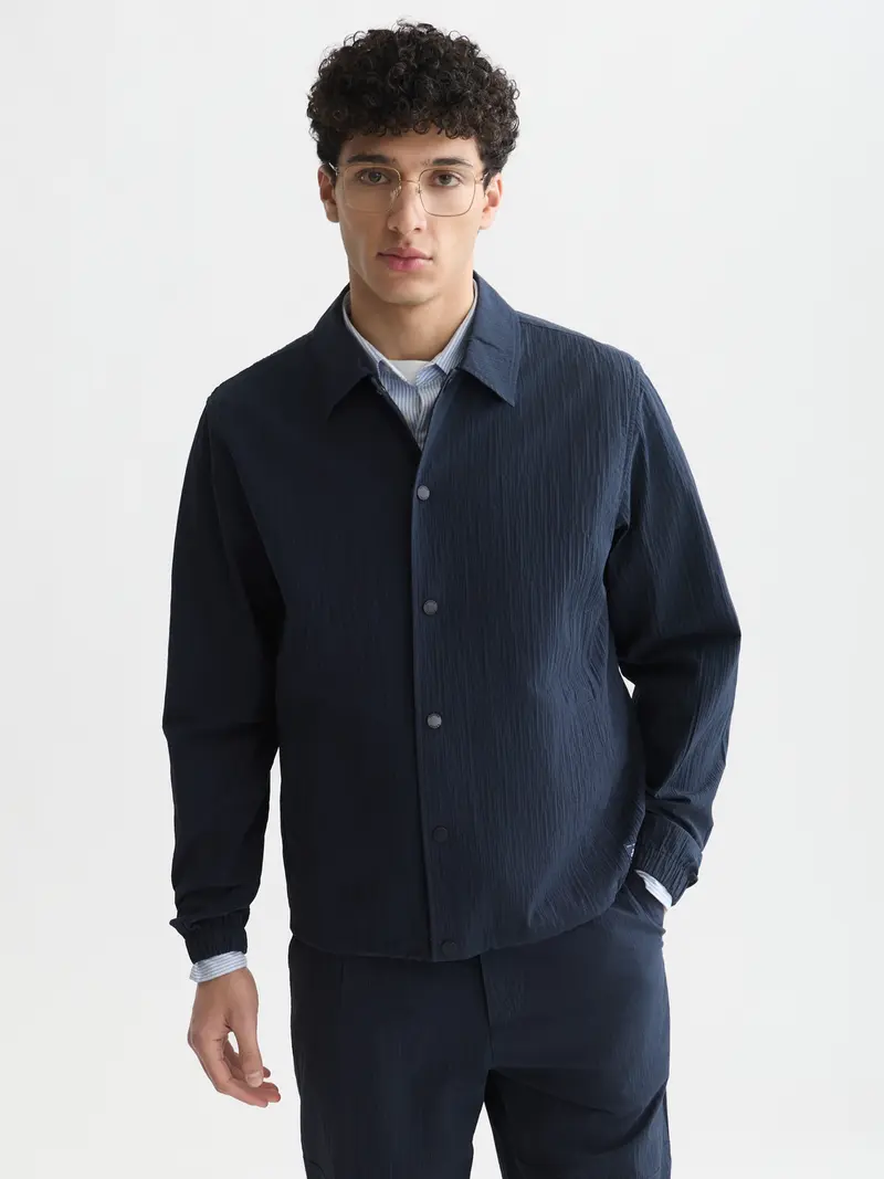 Crinkled Cotton-Blend Coach Jacket