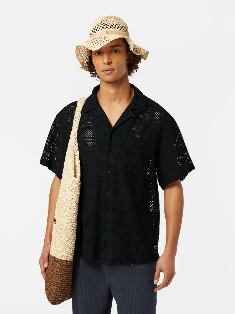 Crochet Short-Sleeved Relaxed-Fit Shirt