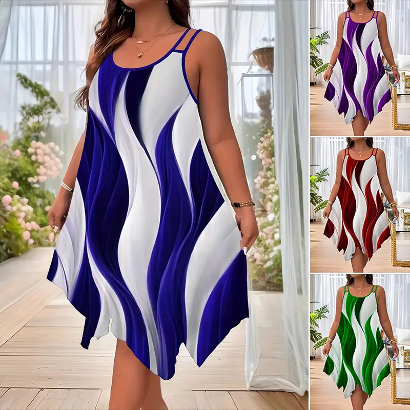 Crueceda | Fließendes Midikleid mit Wellenprint