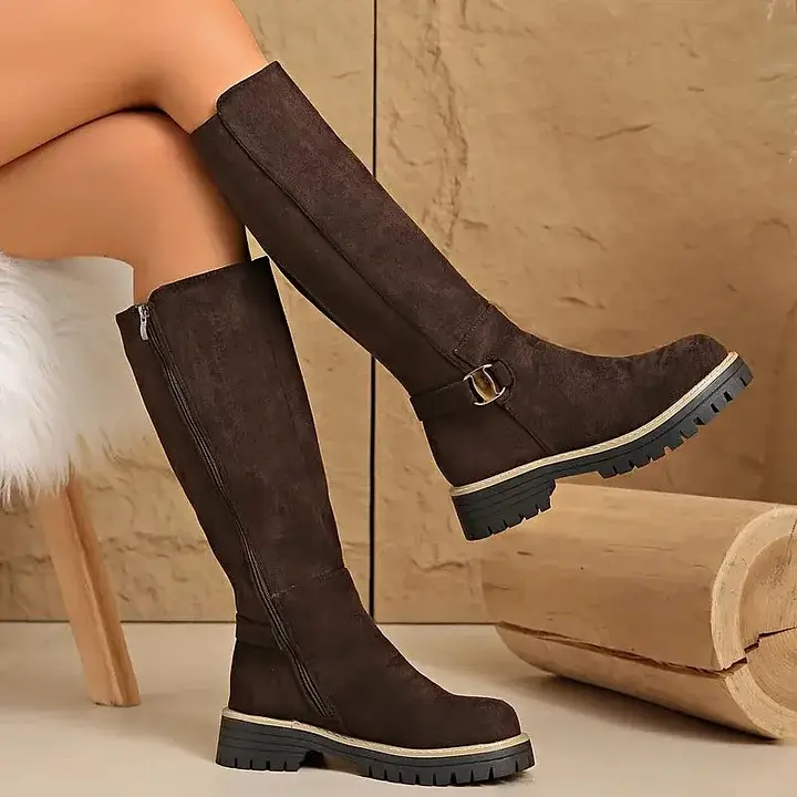 Dagny | Damen Kniehohe Stiefel mit Blockabsatz