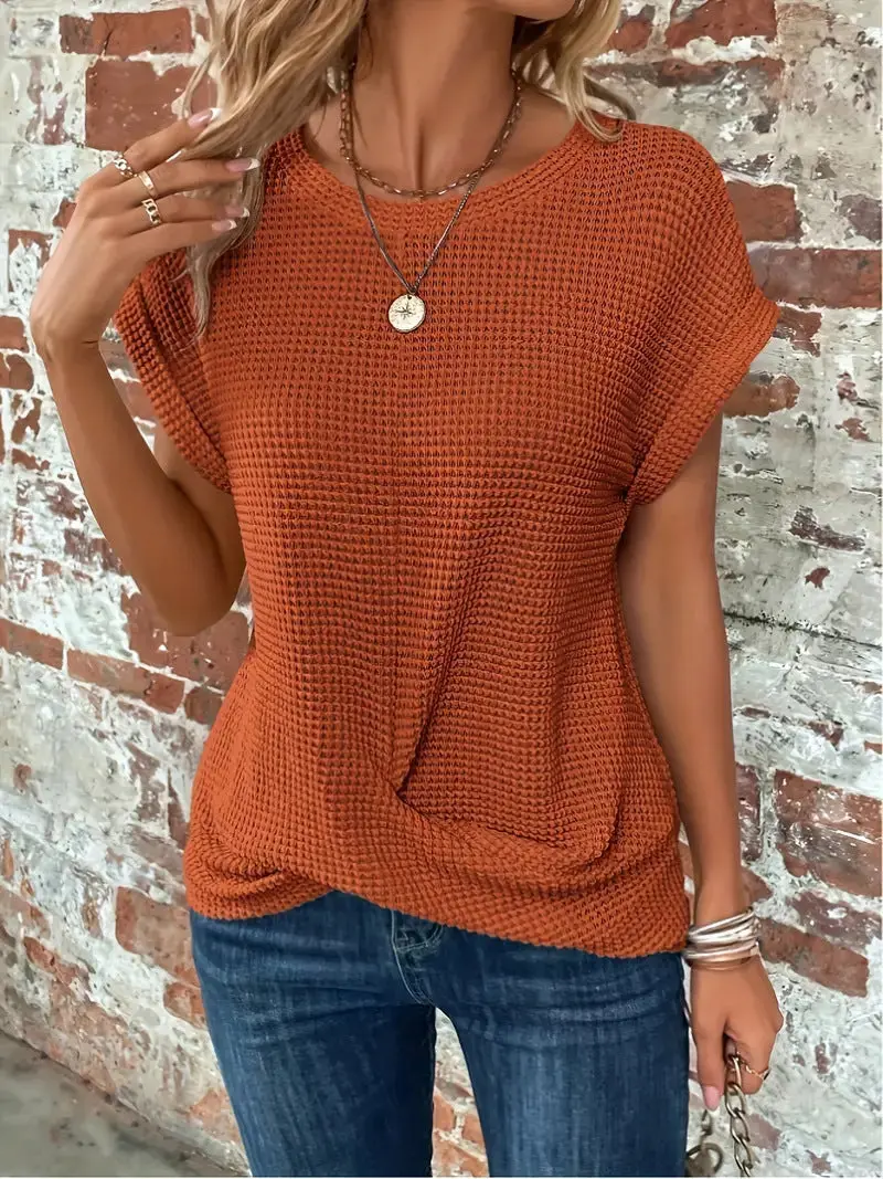 Daisy | Waffelmuster Rundhals Top