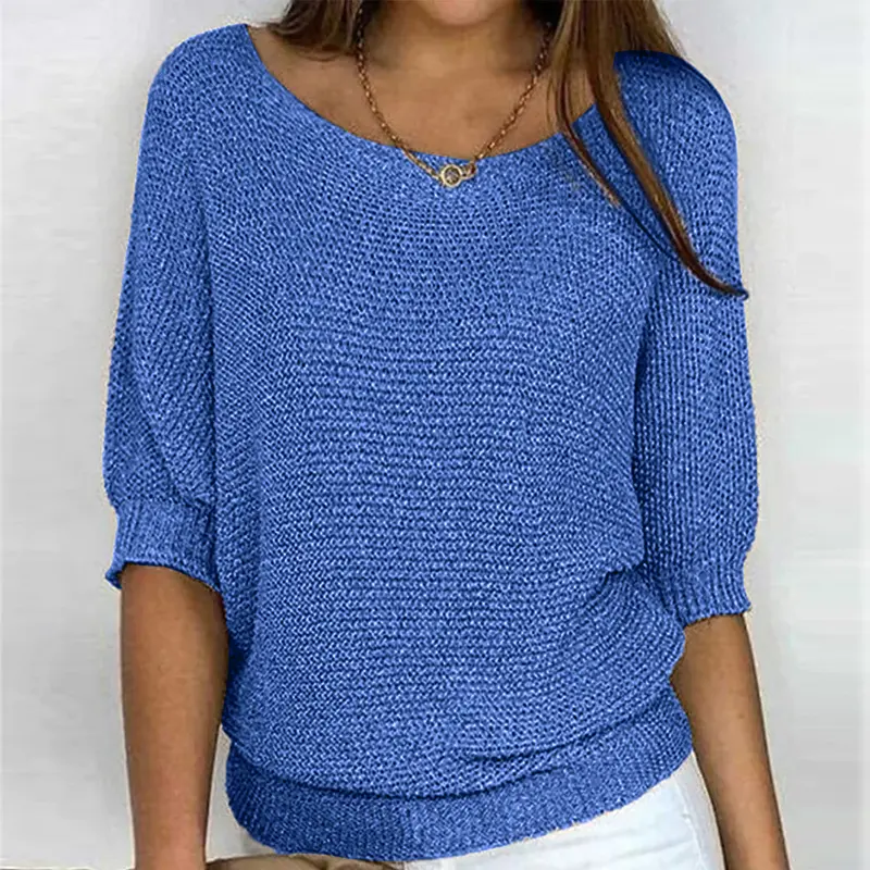 Damen 3/4-Ärmel Strickpullover | Lässiger
