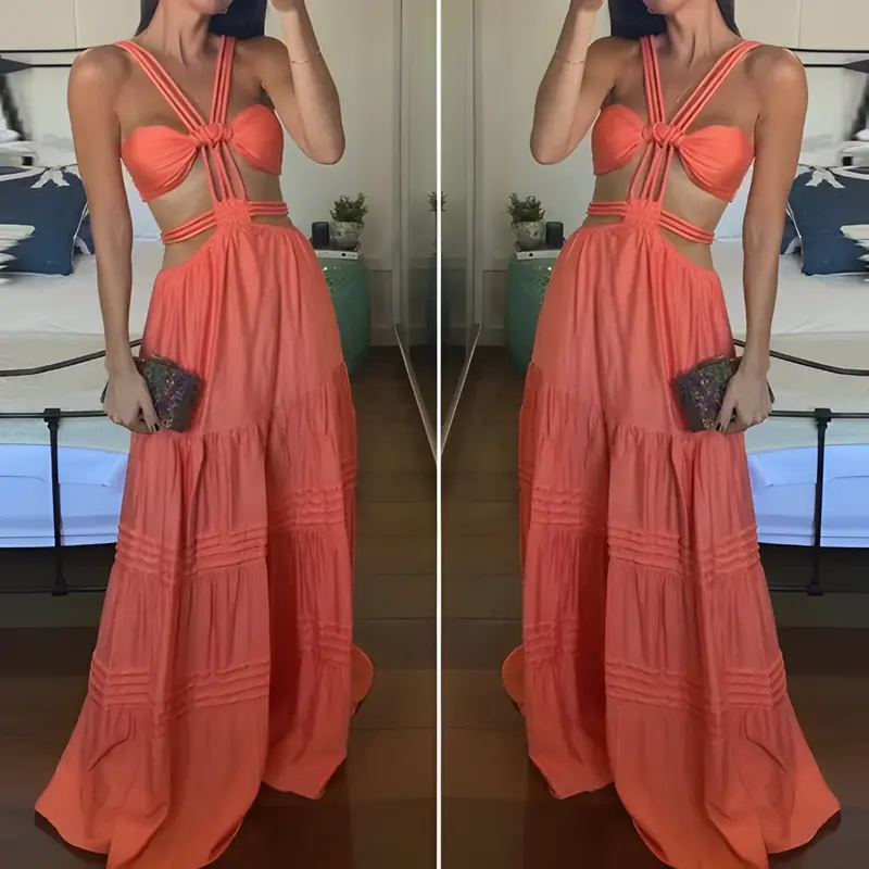 Damen Ärmellos Maxi Sommerkleid