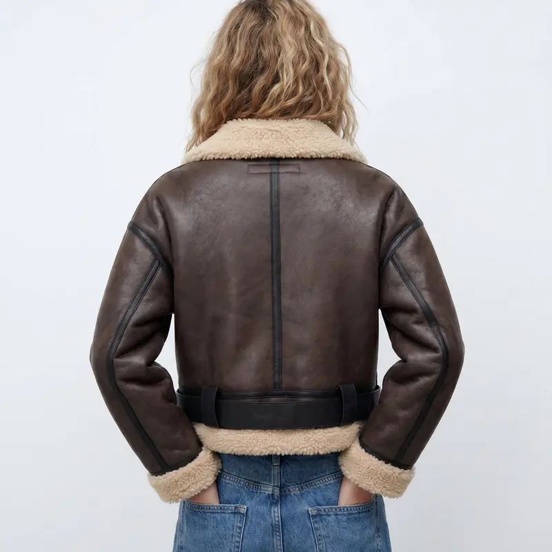 Damen Bomberjacke Doppelseitig Warm Elegant Winterjacke
