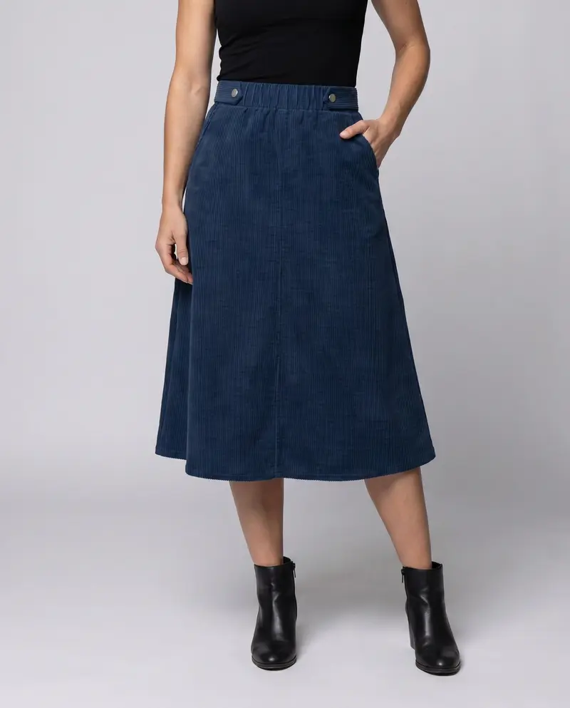 Damen Cordrock mit Knopfdetails