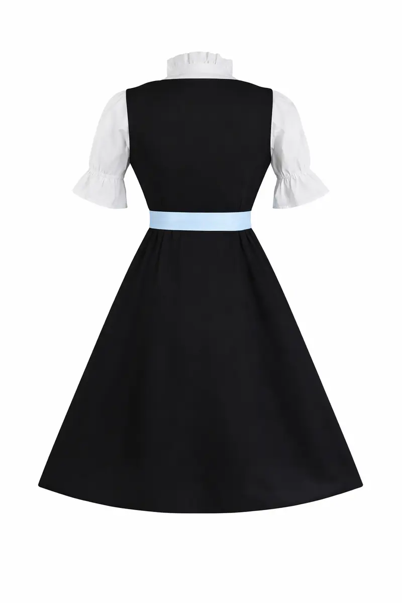Damen Dirndl Set mit Bluse, Schnürung und Schürze