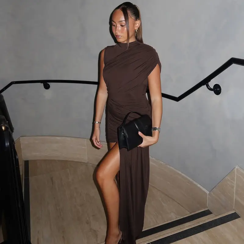 Damen Drapiert Mini Abendkleid