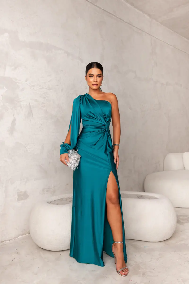 Damen Ein Schulter Maxi Abendkleid