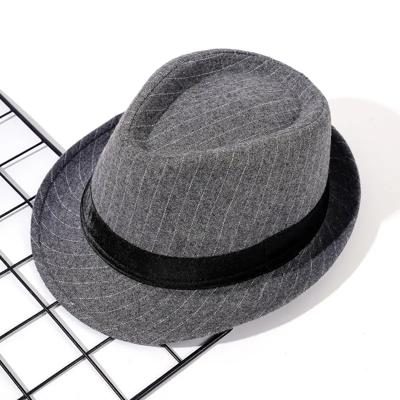 Damen Fedora-Hut mit gestreiftem Muster und Samtband