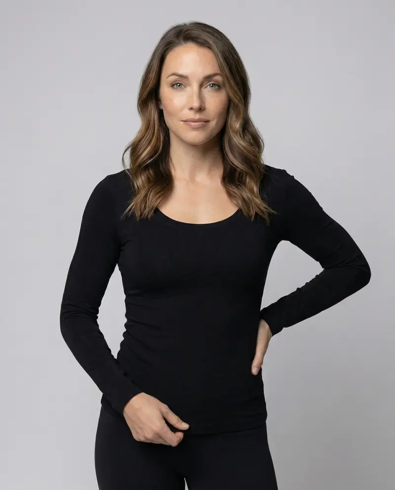 Damen Figurbetonte Stretch Modaljersey Langarmshirt