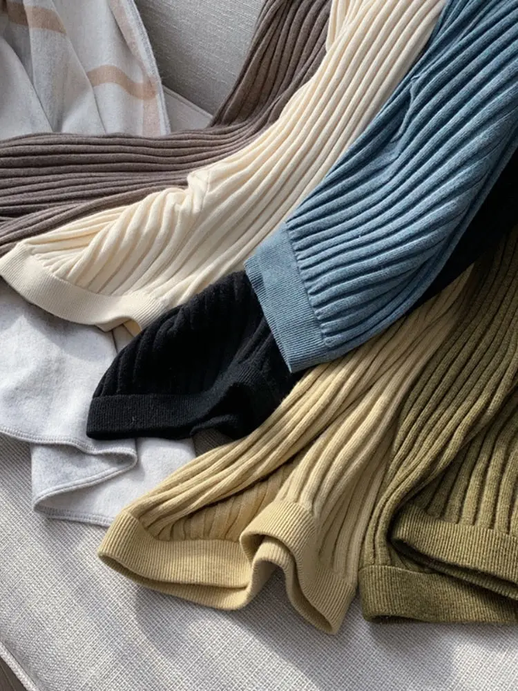 Damen Gerippt Lang Stoffhose