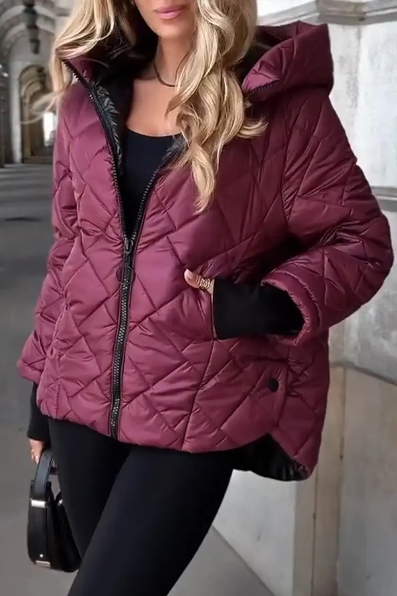 Damen Gesteppte Jacke mit Stehkragen und Kontrastbündchen