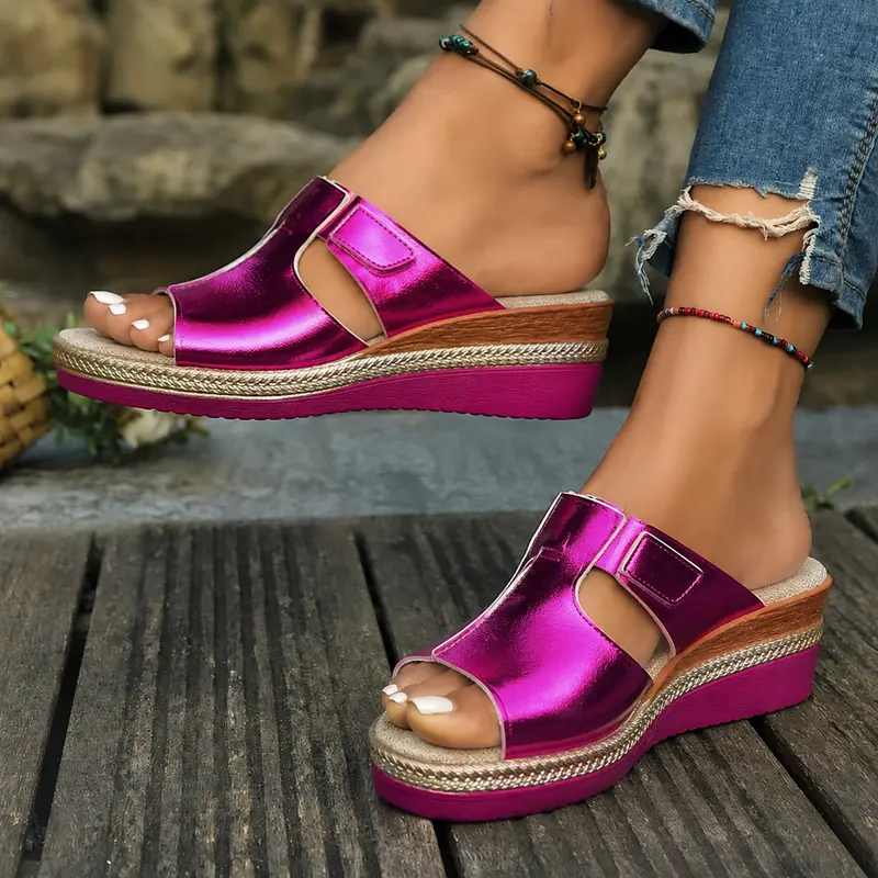 Damen-Keilsandalen mit Klettverschluss