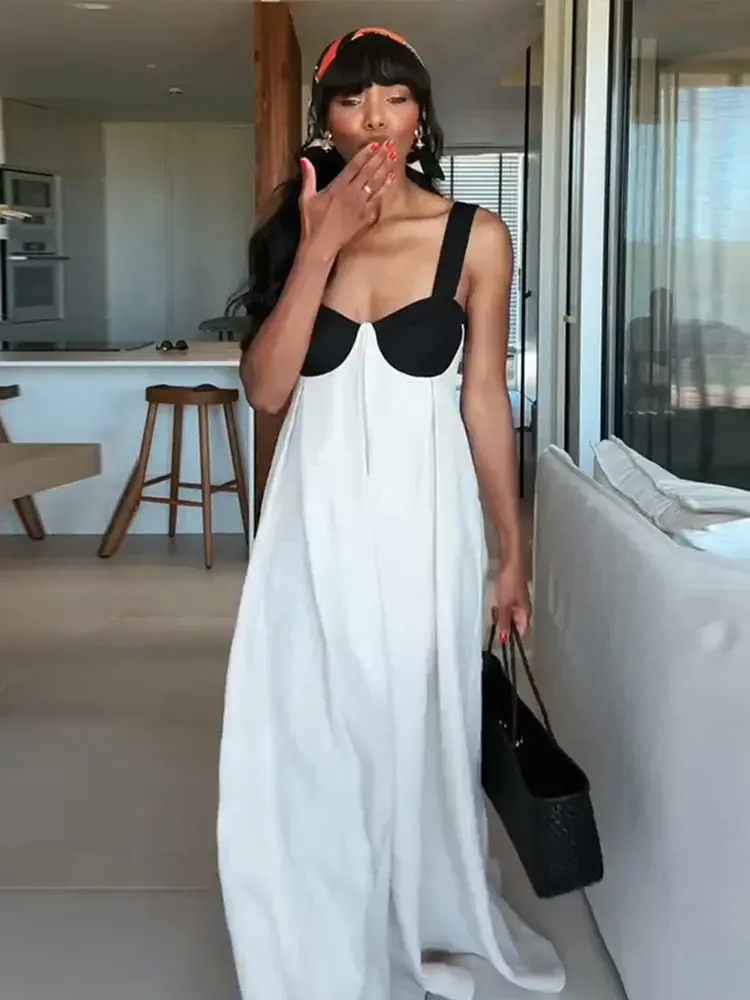 Damen Maxikleid mit Bustier Oberteil und breiten Trägern