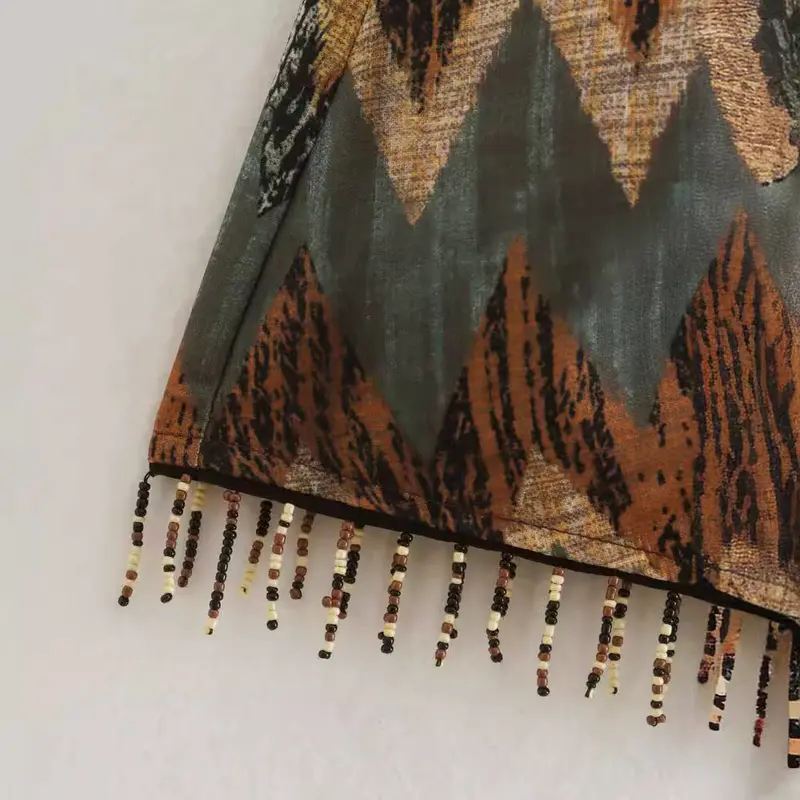 Damen Mini Wickelrock mit Boho Muster