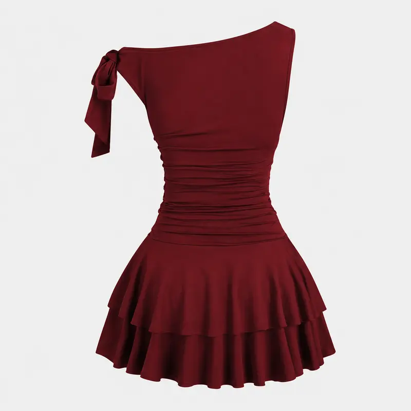 Damen One-Shoulder Minikleid mit Rüschen