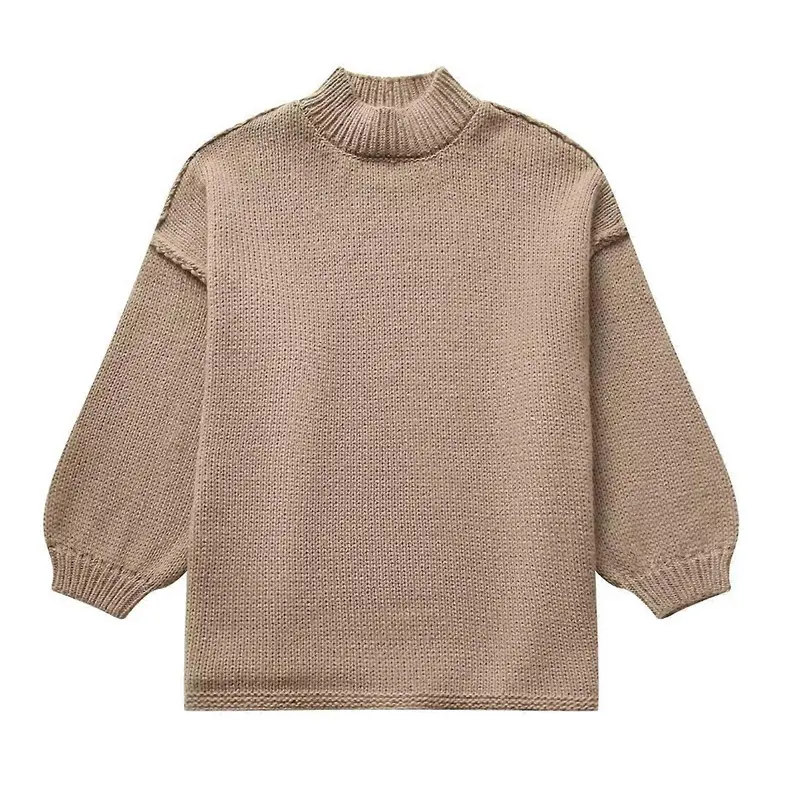 Damen Pullover mit Rundhalsausschnitt und Ballonärmeln