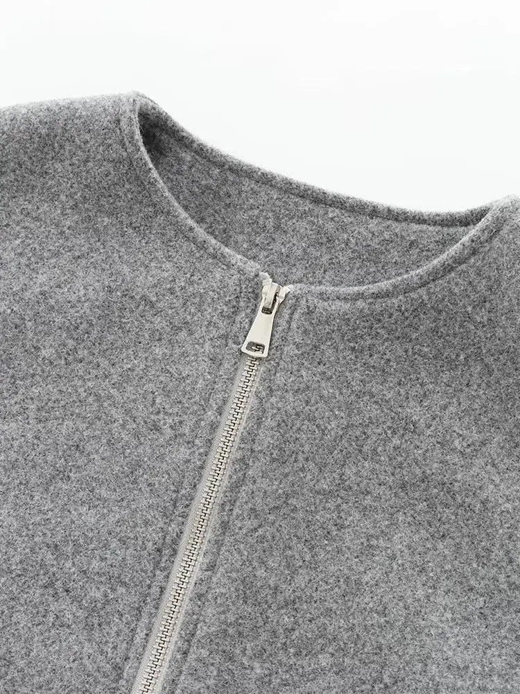 Damen Reißverschluss mit Taschen Übergangsjacke