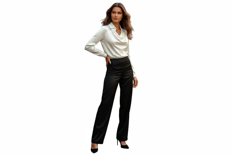 Damen Satinbluse mit Wasserfallausschnitt