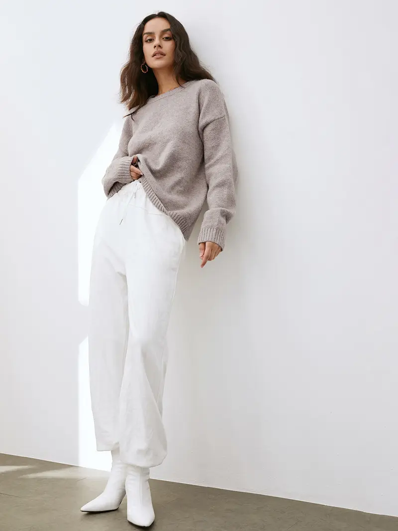 Damen Strickpullover mit Rundhalsausschnitt