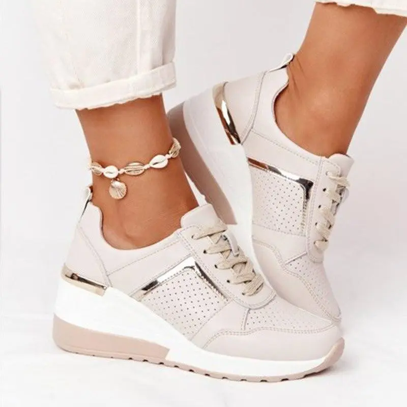 Damen Trendig Hohe Sneaker | Glanzend