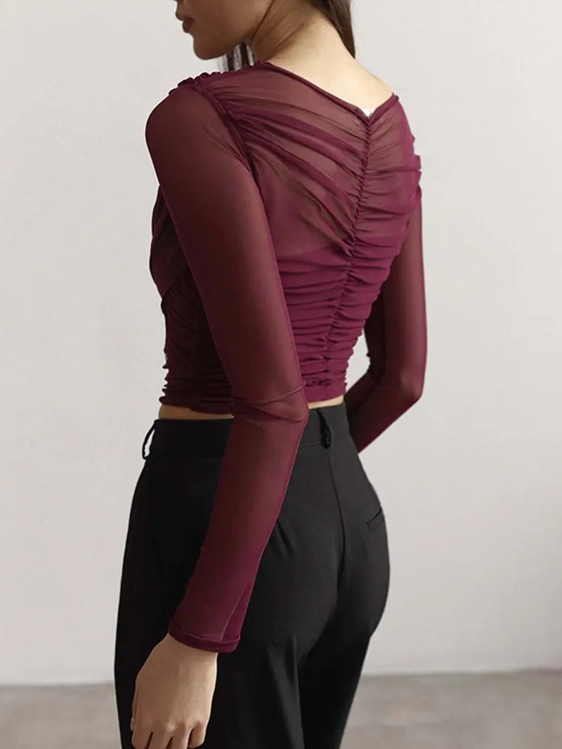 Damen Überkreuzte Front Lang Shirt