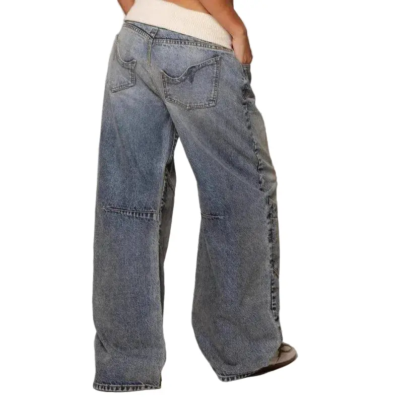 Damen Weit Geschnittene Jeans mit Paneeldesign