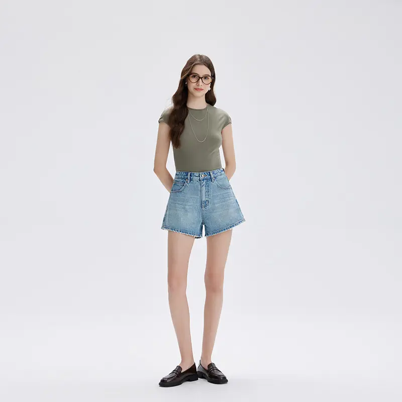 Dames denim shorts met hoge taille