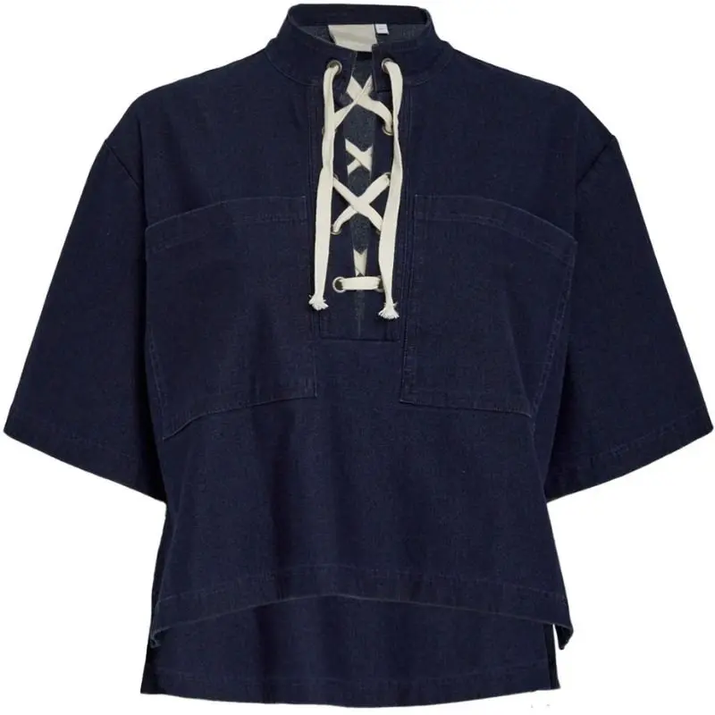 Dark Denim blouse met details Naddie