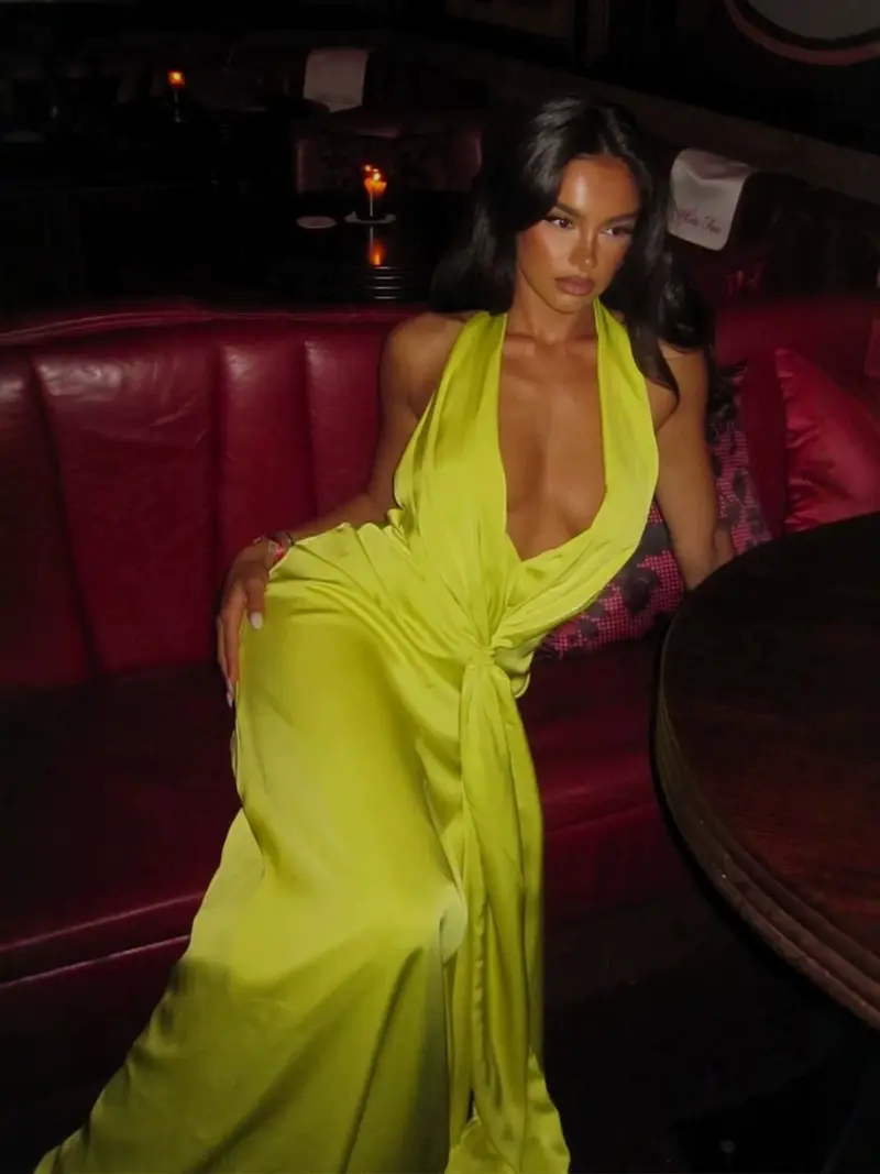 Deep V-Neck Long Party Dress