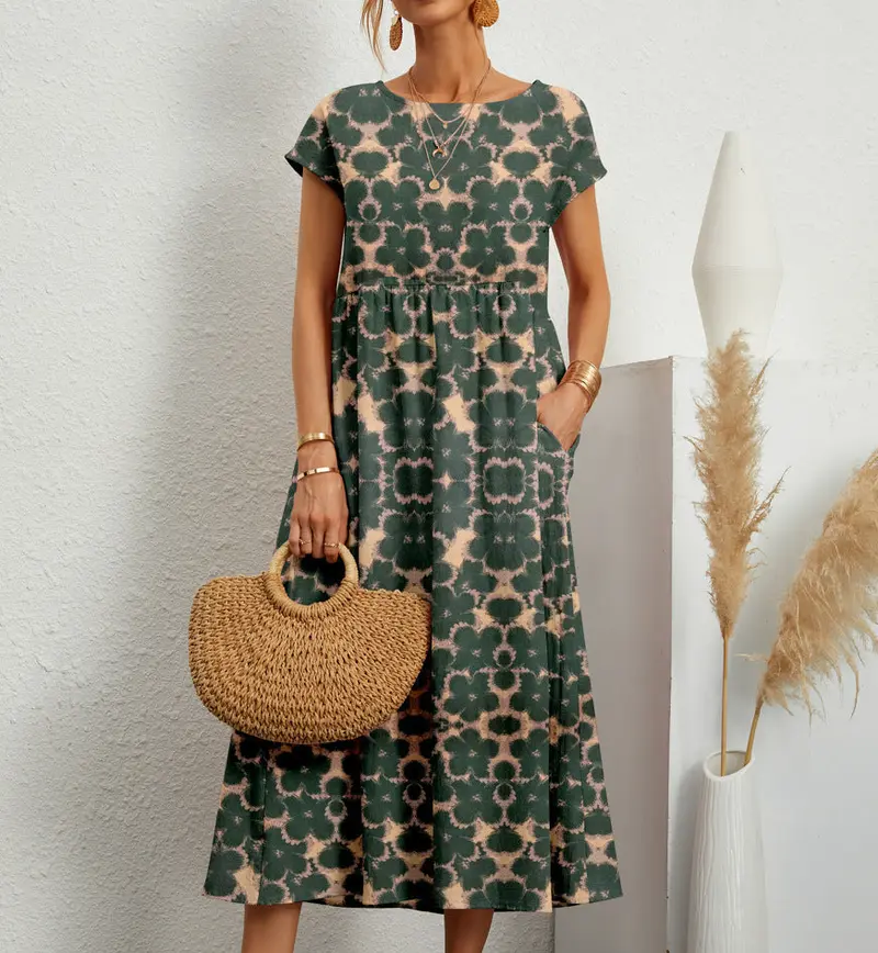Demi | Blumenmuster Taschen Kleid