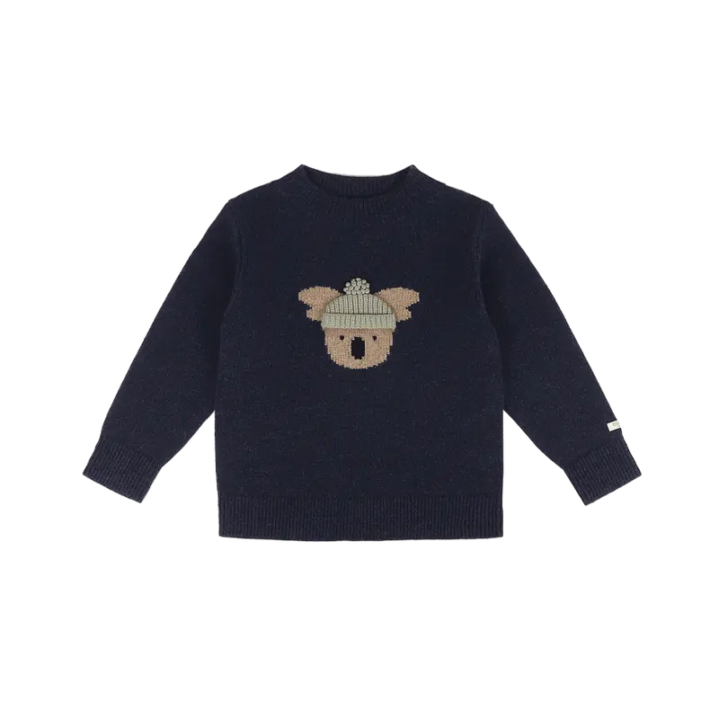 Denn Merino Wool Sweater | Koala | Blue Marine Melange