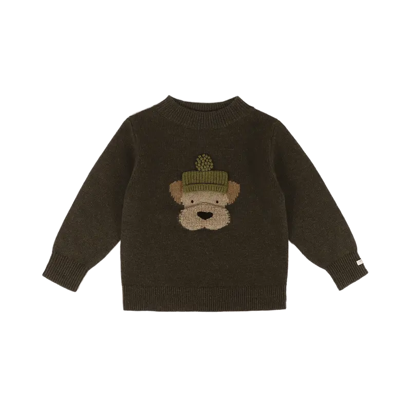 Denn Merino Wool Sweater | Terrier | Dark Olive