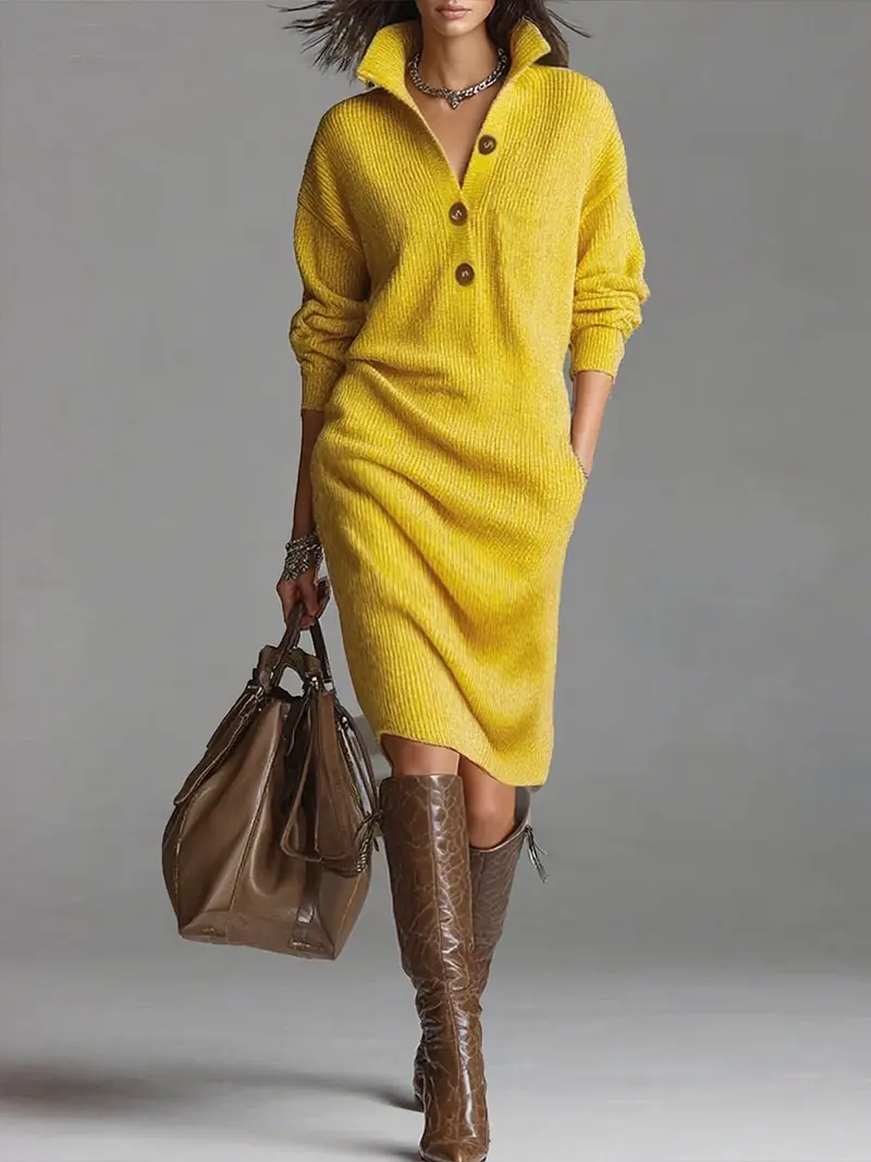 Dina | Damen-Midikleid gerippt casual & stilvoll