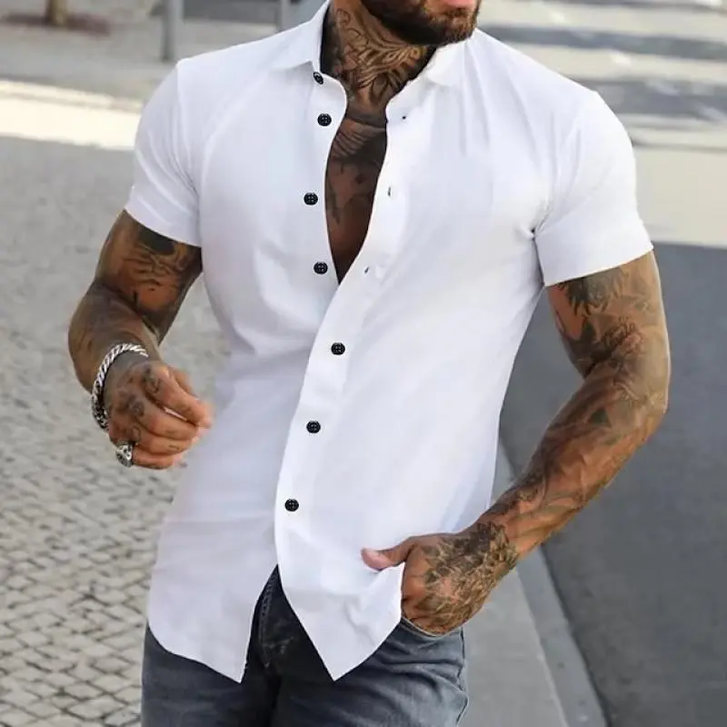 Dirk | Herren Slim Fit Kurzarm-Knopfhemd