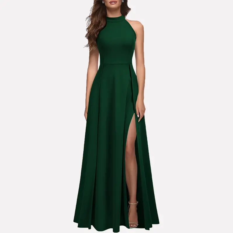 Dominique | Damen Formelles Abend Maxikleid mit Seitenschlitz