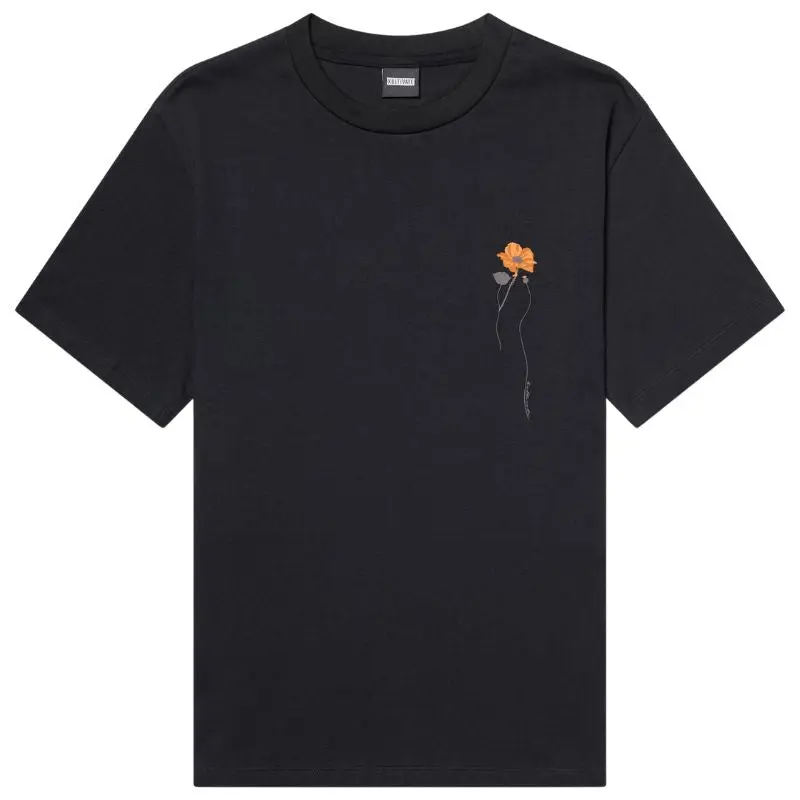 Donkerblauw backprint t-shirt Blooming