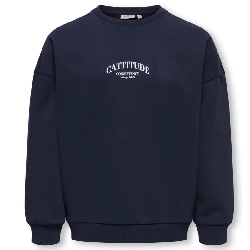 Donkerblauw Cattitude geprinte o-neck sweater Bila