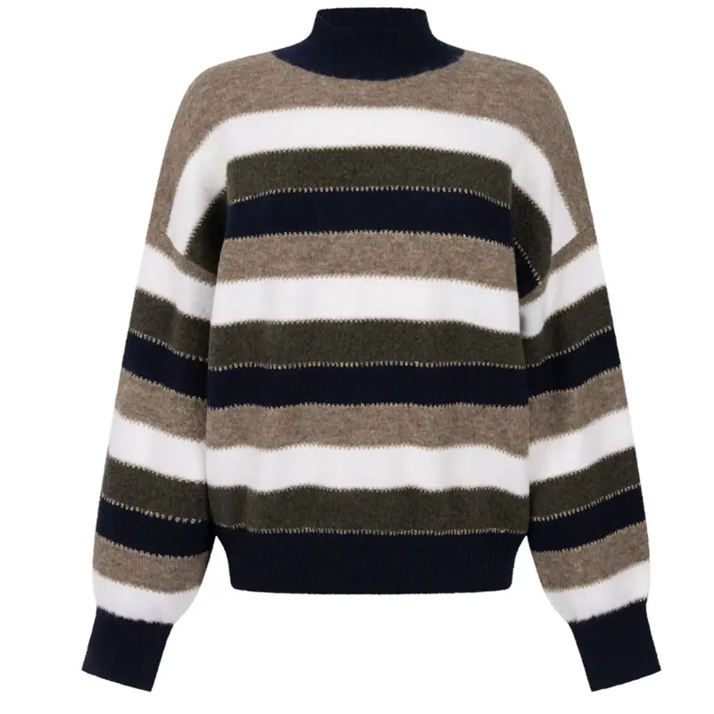 Donkerblauw met groene knitted sweater Lesly
