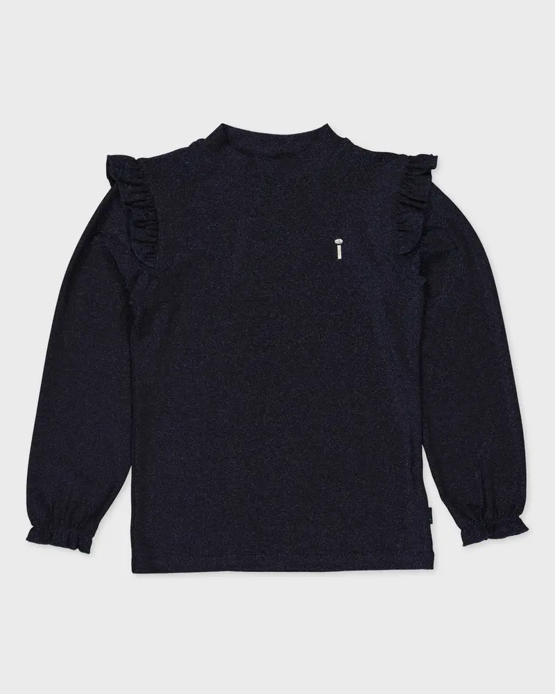 Donkerblauwe longsleeve met ruches | Navy Blue