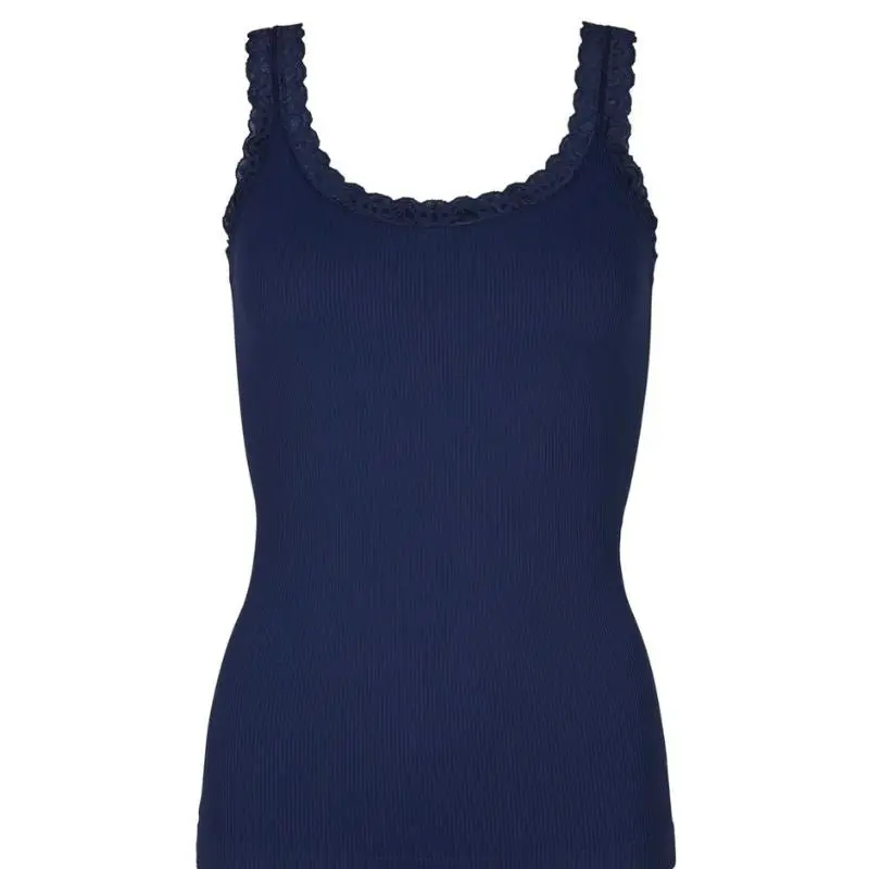 Donkerblauwe microfiber rib top Frida
