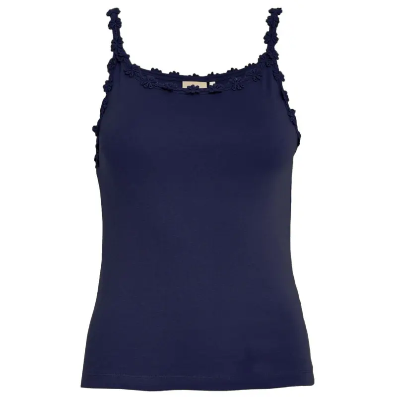Donkerblauwe organic GOTS strap top Alice