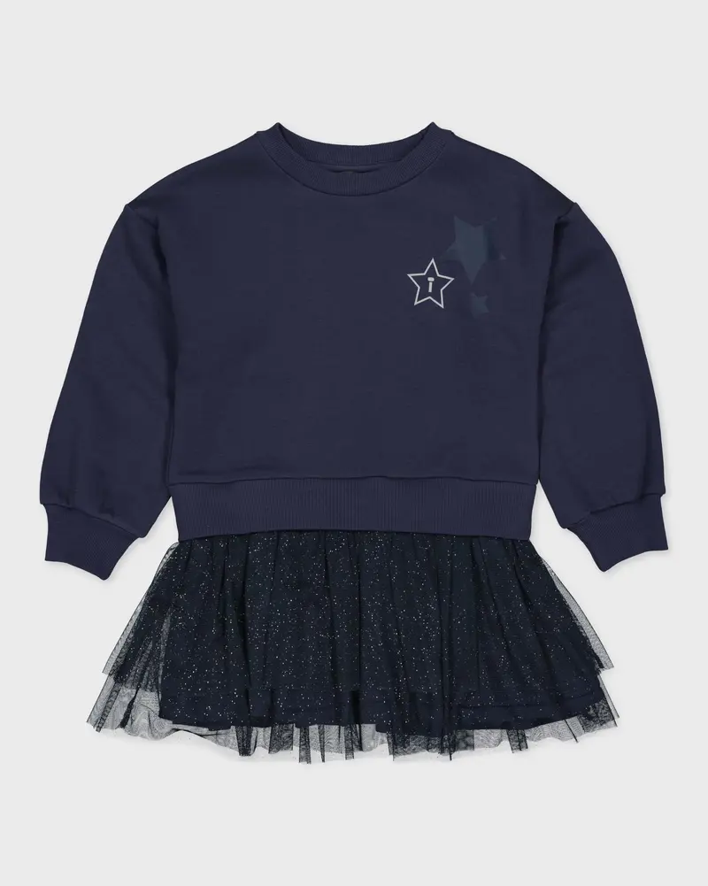 Donkerblauwe sweaterjurk met tule rok | Navy Blue